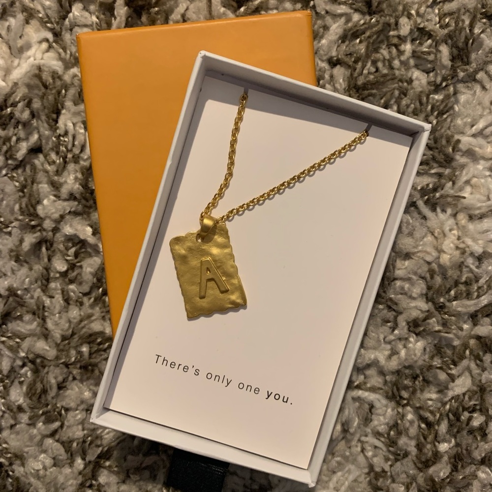 Zara Gold Letter ‘A’ stamp pendant necklace